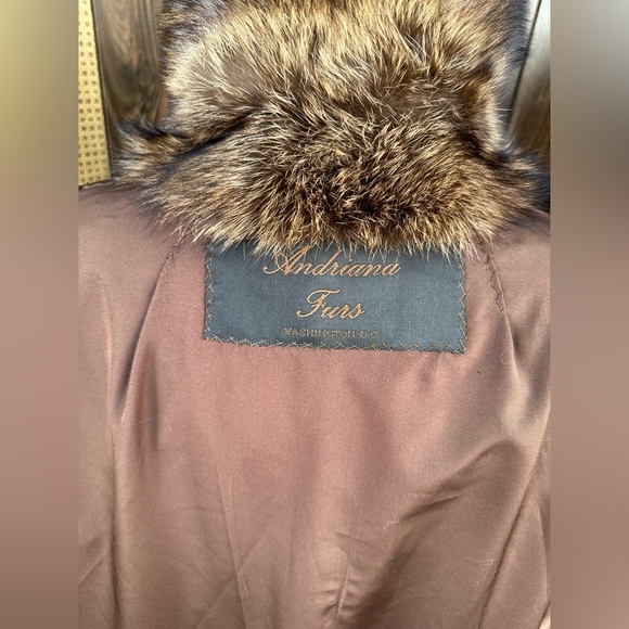 Andriana Furs Brown Broadtail & Fisher Sable Fur Collar + Cuffs Fur Coat Jacket - Picture 11 of 12